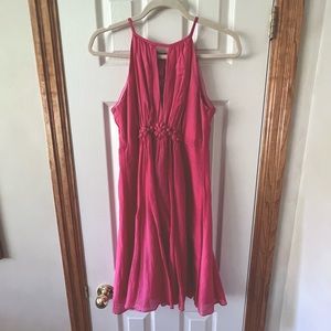 Silk blend high neck dress
